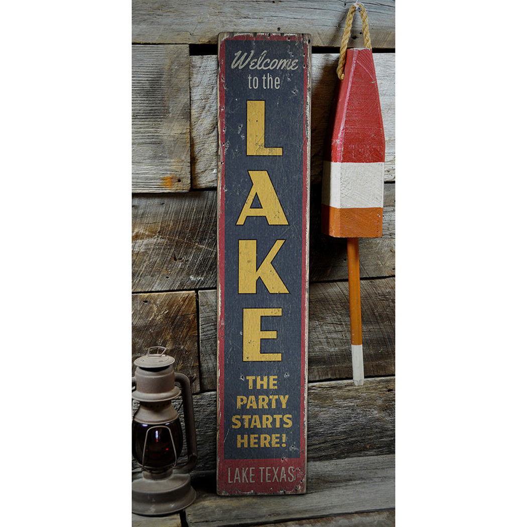 Party Starts Here Rustic Wood Sign