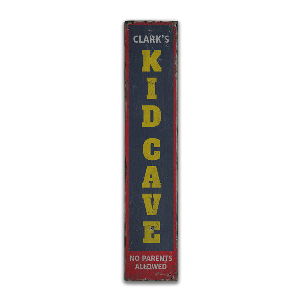 Kids Cave Vertical Rustic Wood Sign