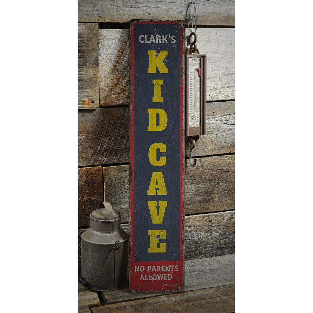 Kids Cave Vertical Rustic Wood Sign