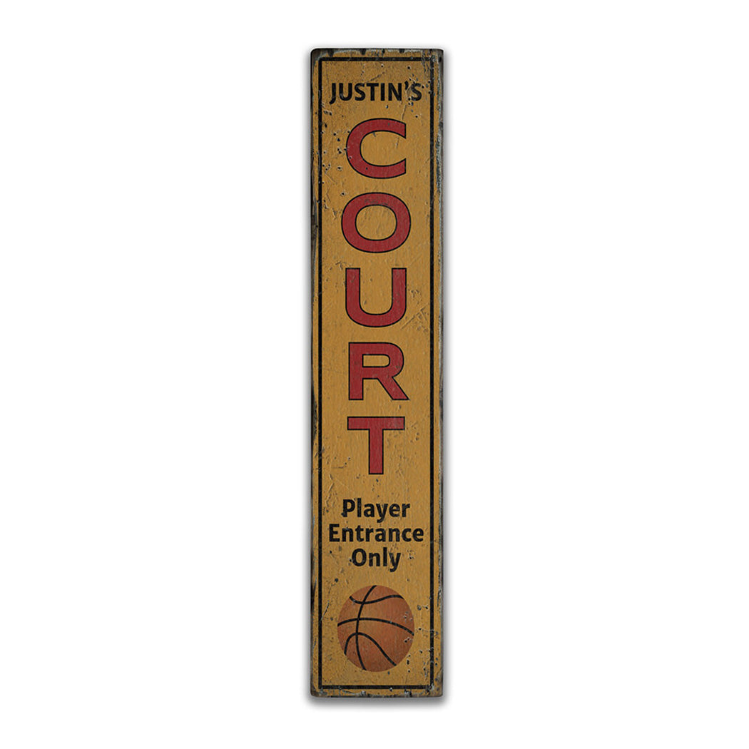 Basketball Court Vertical Rustic Wood Sign