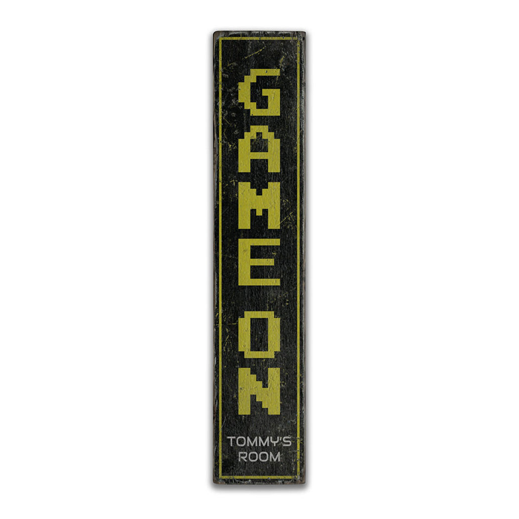 Game On Vertical Rustic Wood Sign