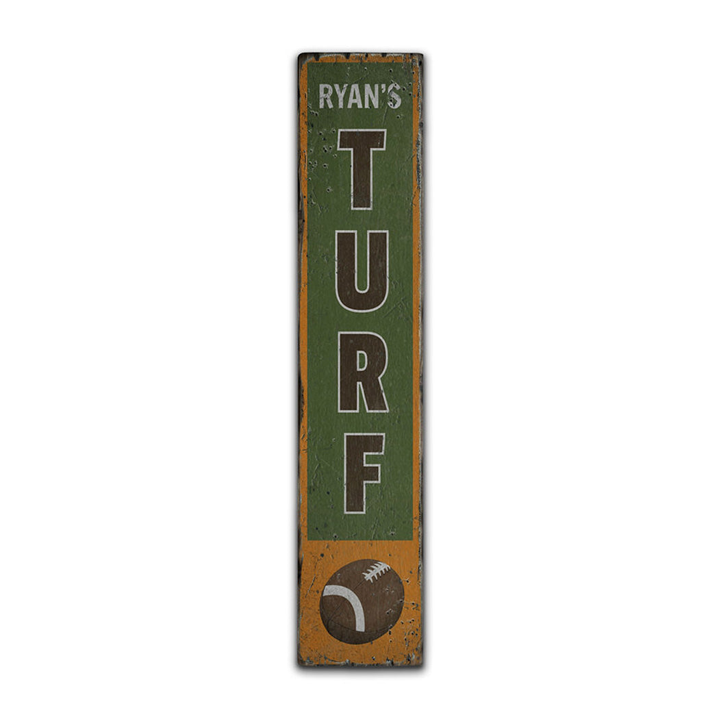 Football Turf Vertical Rustic Wood Sign