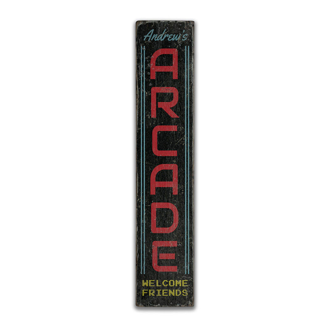 Arcade Vertical Rustic Wood Sign