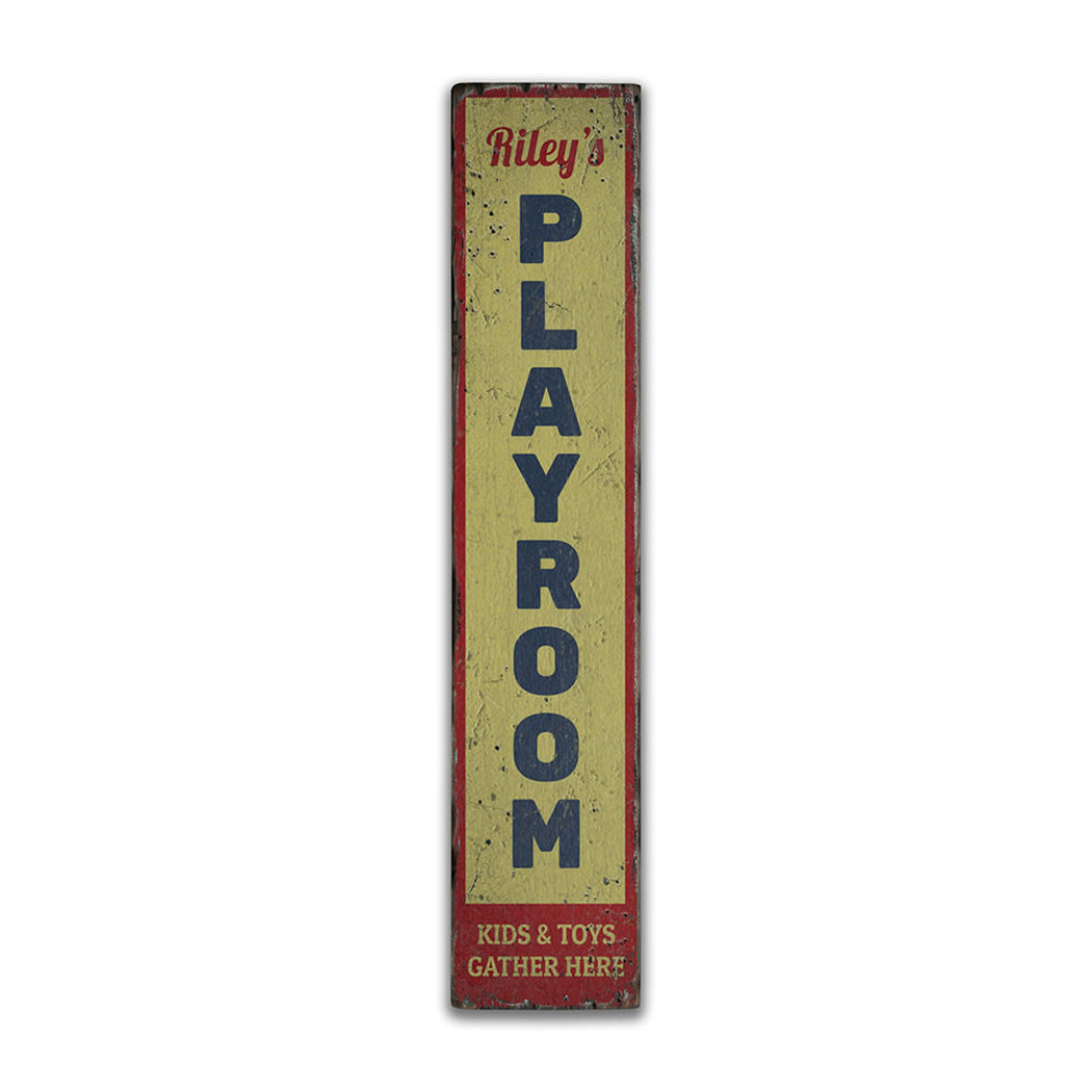 Playroom Vertical Rustic Wood Sign