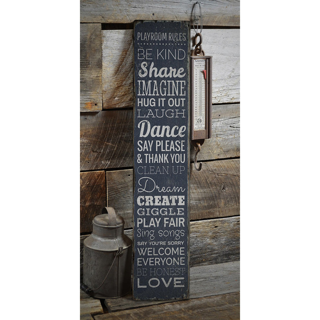 Playroom Rules Rustic Wood Sign