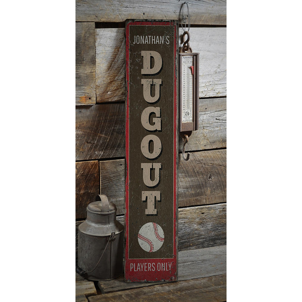 Baseball Dugout Rustic Wood Sign