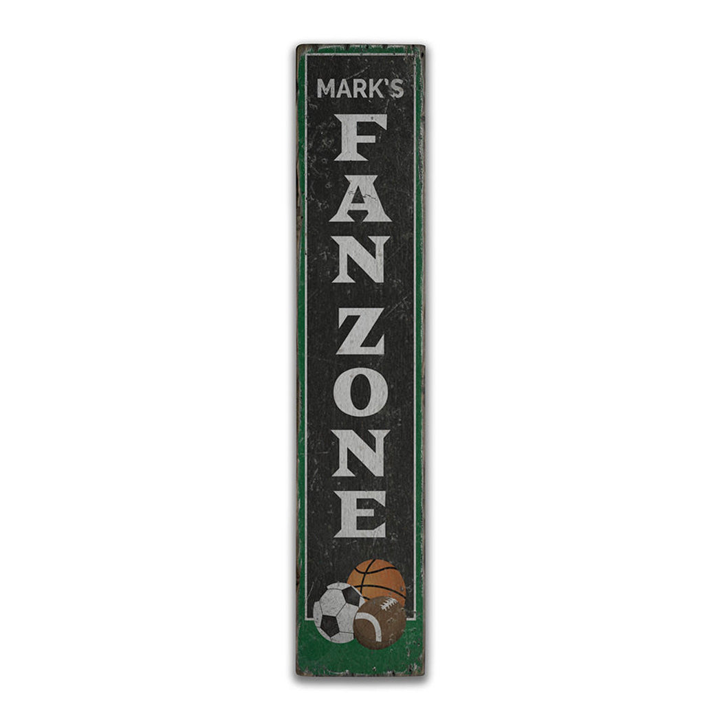 Fan Zone Vertical Rustic Wood Sign