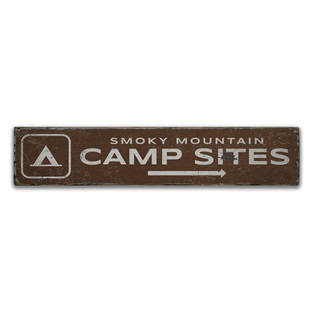 Campsites Arrow Rustic Wood Sign