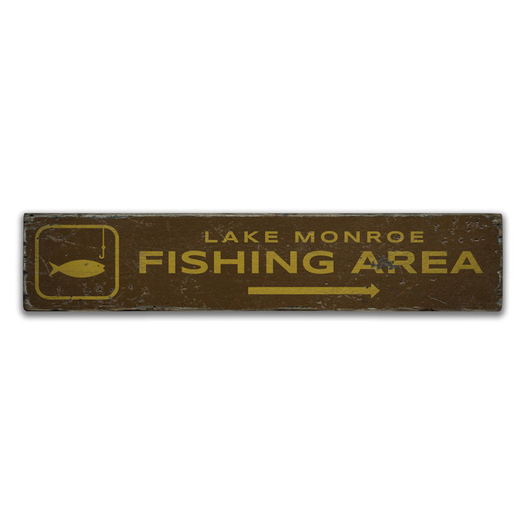 Fishing Area Rustic Wood Sign