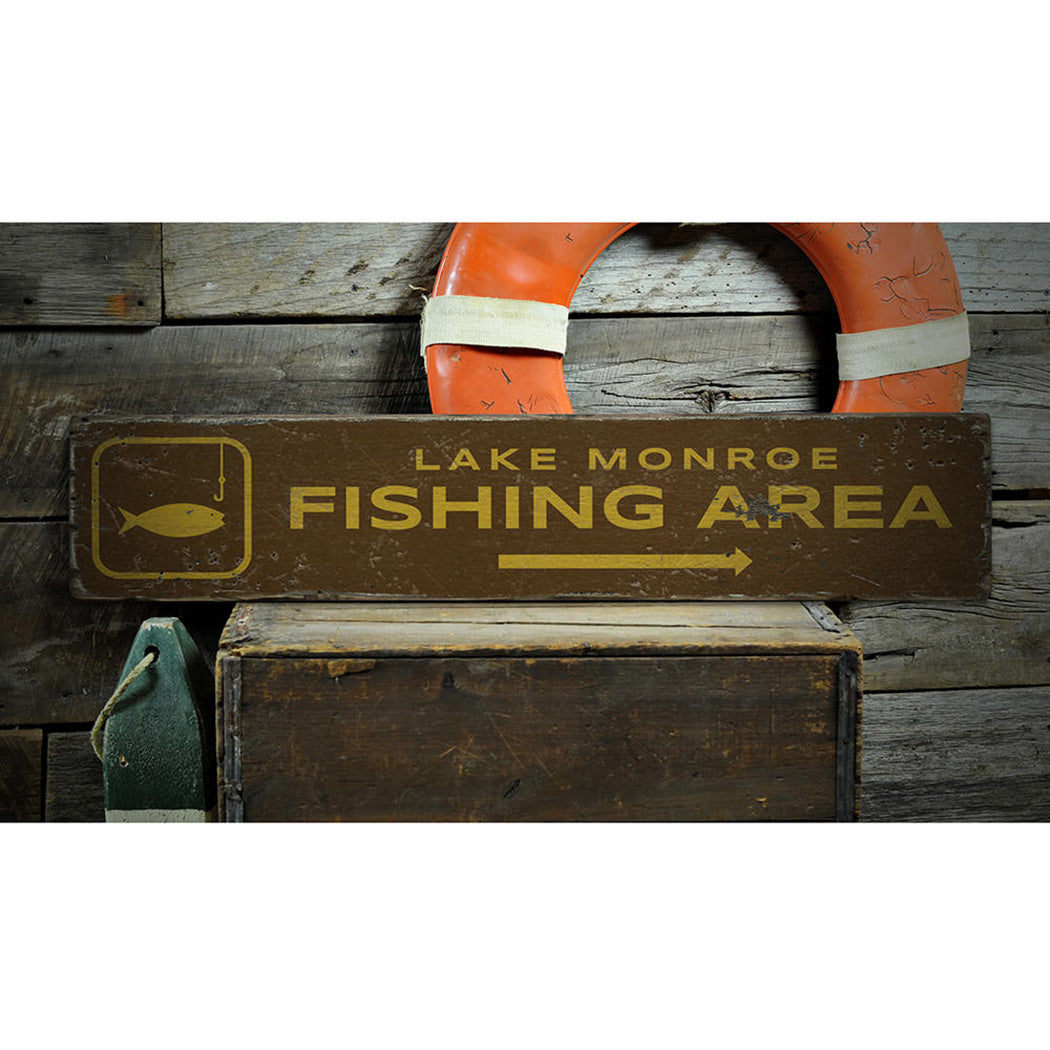 Fishing Area Rustic Wood Sign