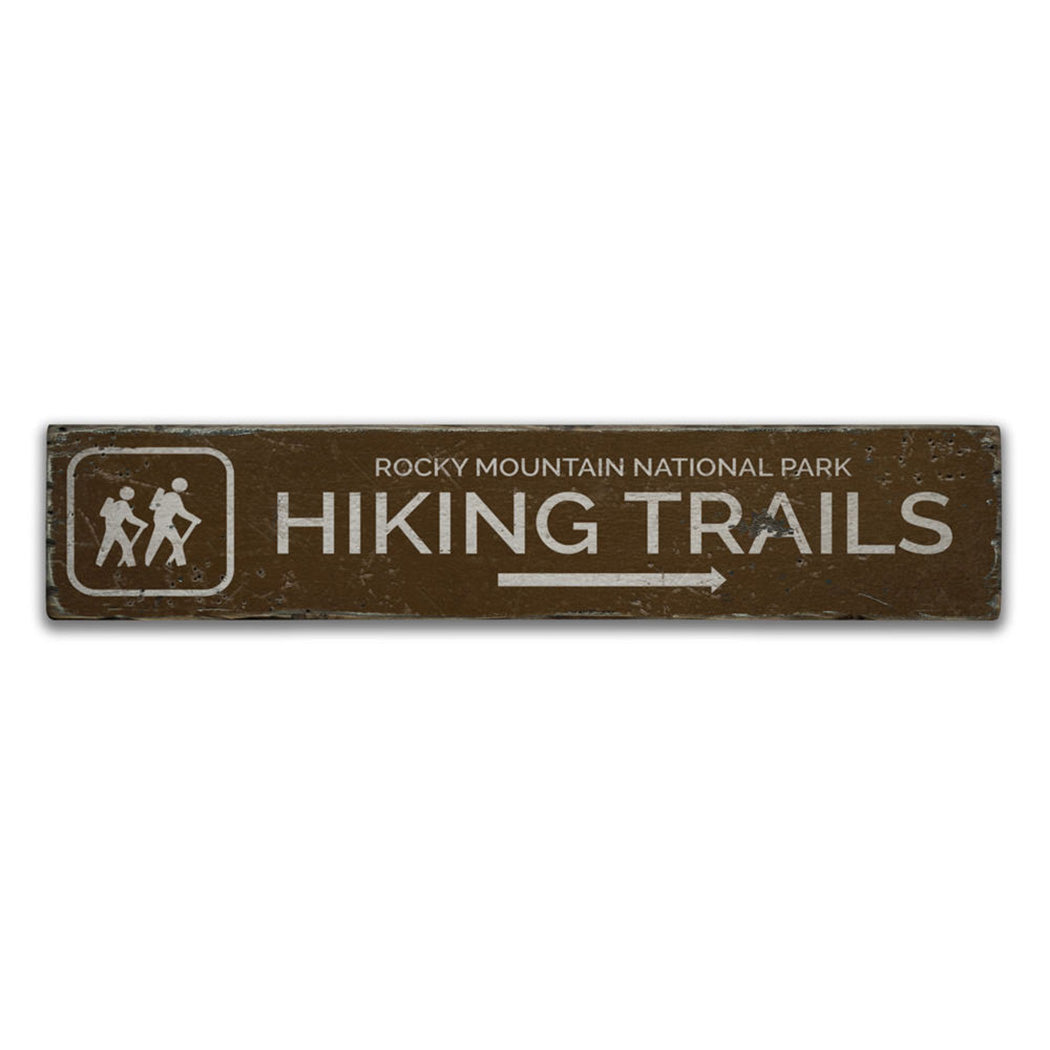 Hiking Trails Rustic Wood Sign