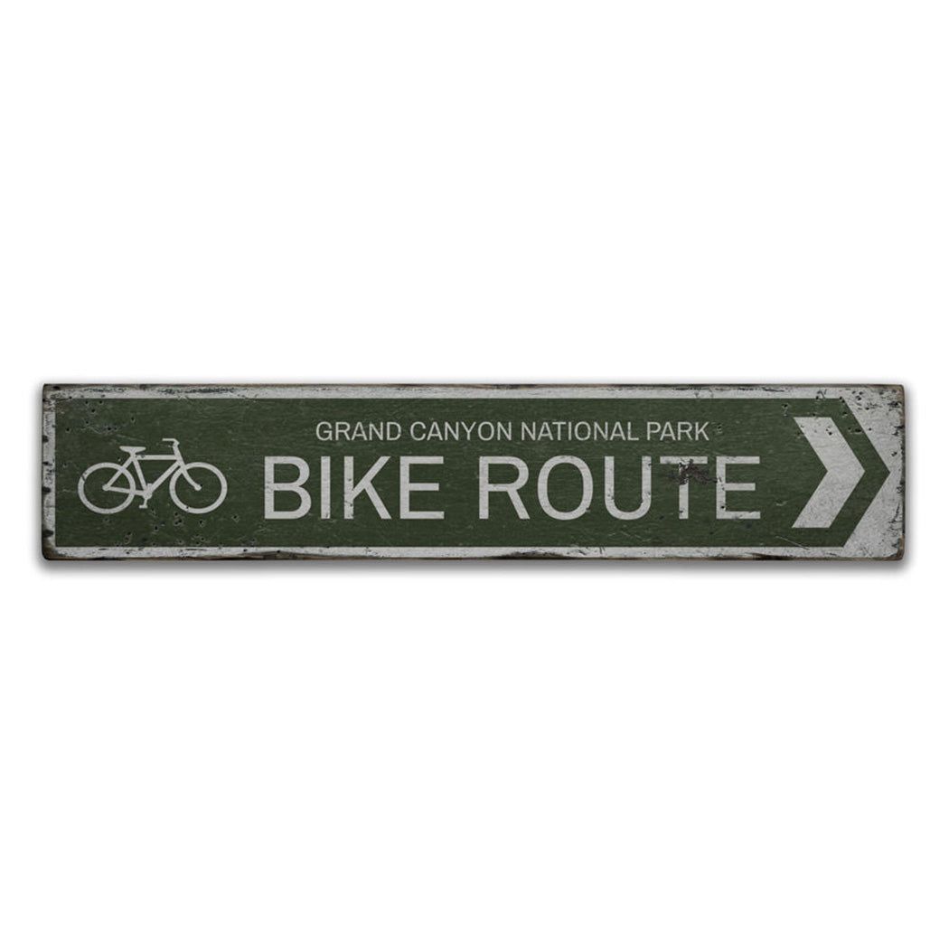 Bike Route Rustic Wood Sign