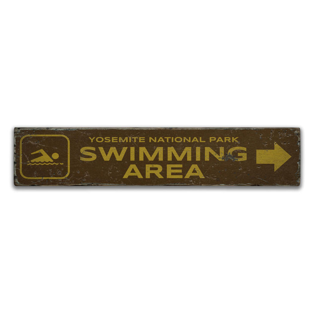 Swimming Area Rustic Wood Sign