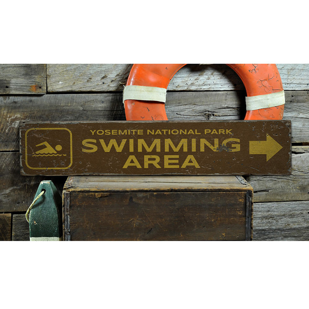 Swimming Area Rustic Wood Sign