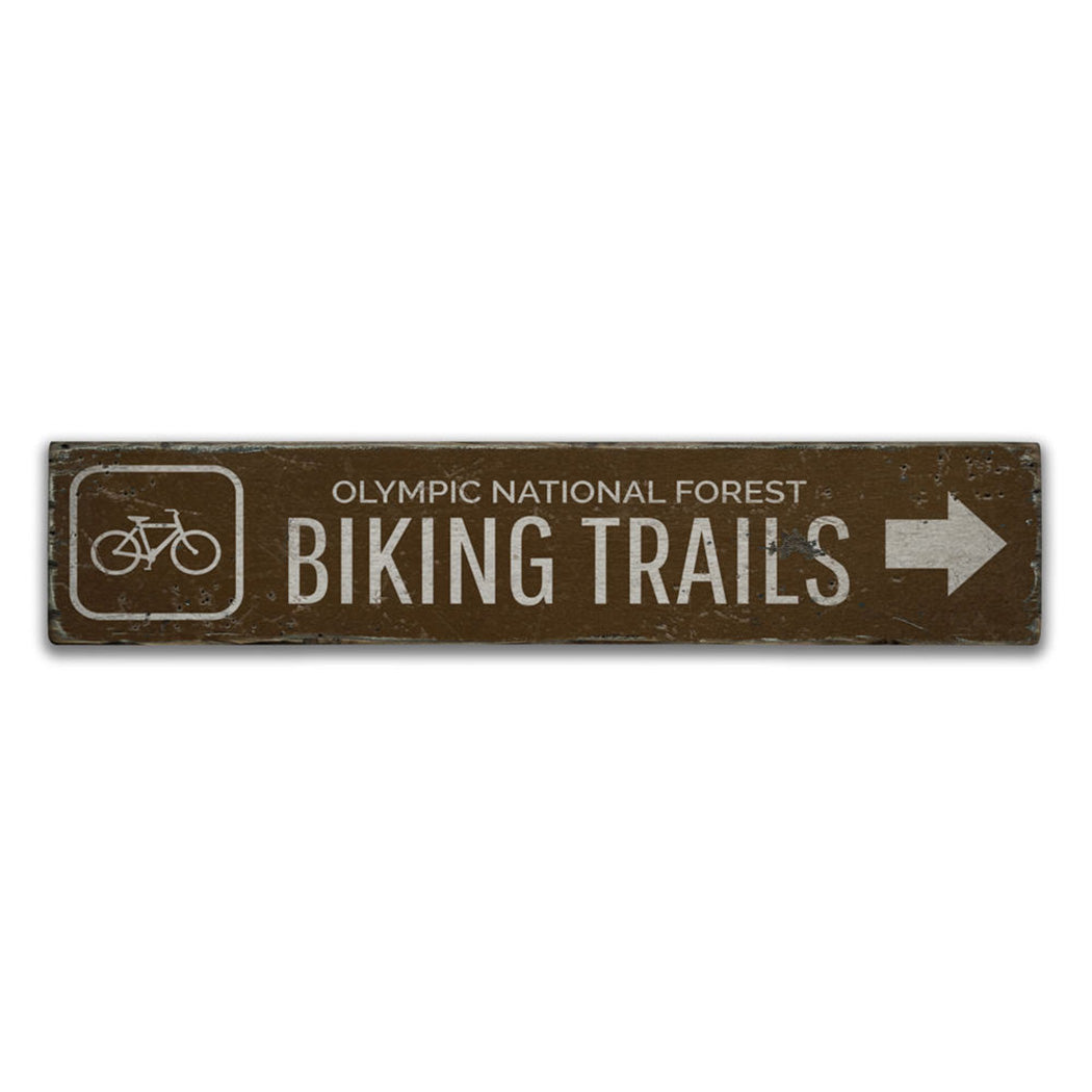 Biking Trails Rustic Wood Sign