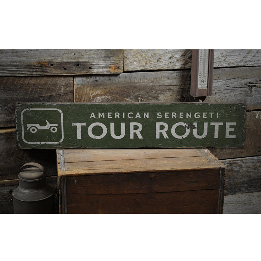 Tour Route Rustic Wood Sign