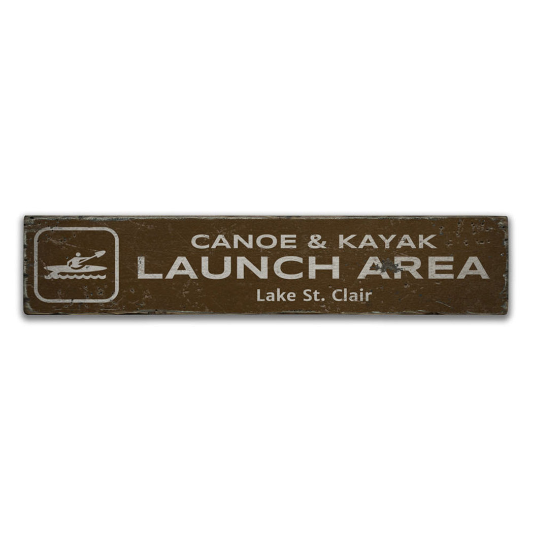 Canoe & Kayak Launch Area Rustic Wood Sign