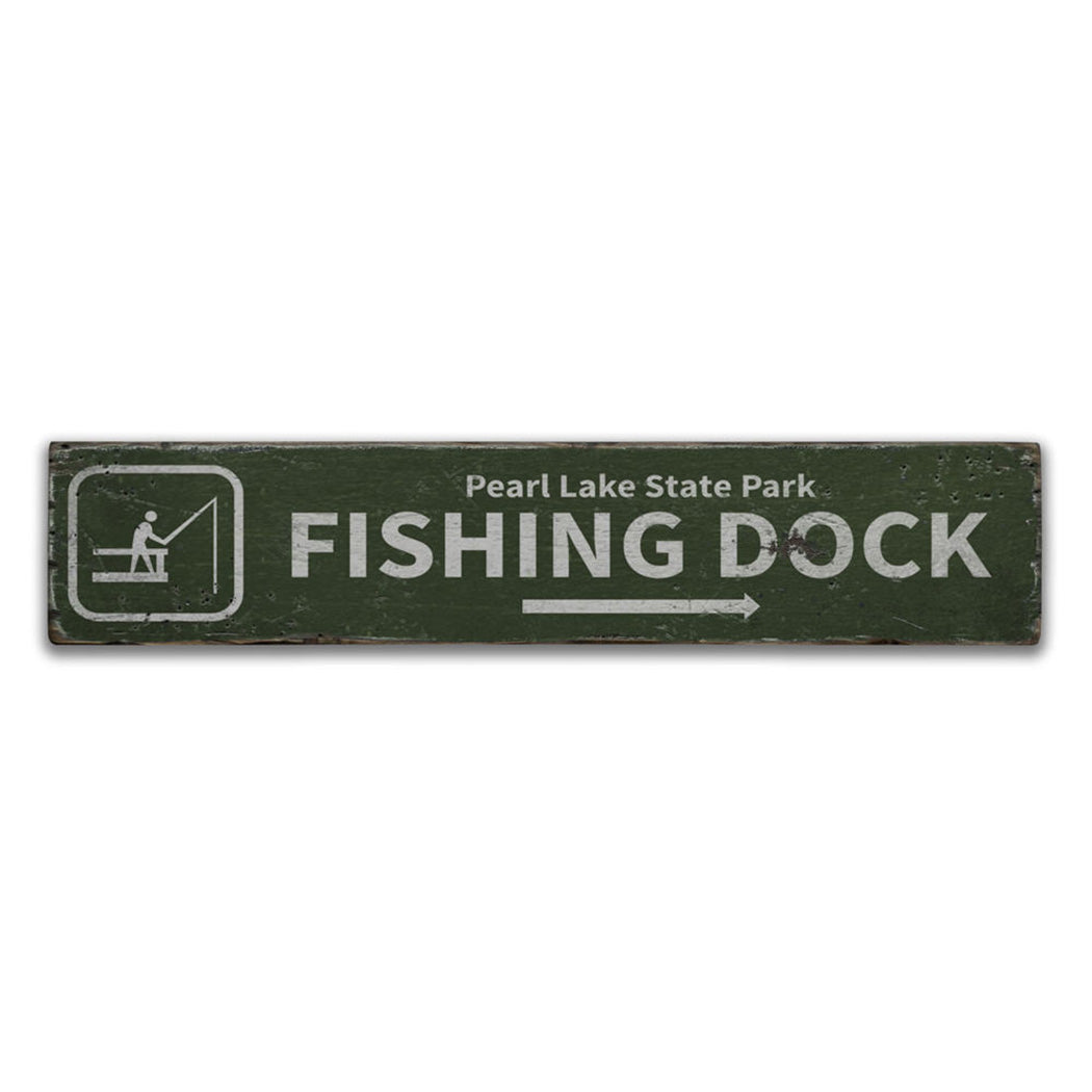 Fishing Dock Arrow Rustic Wood Sign