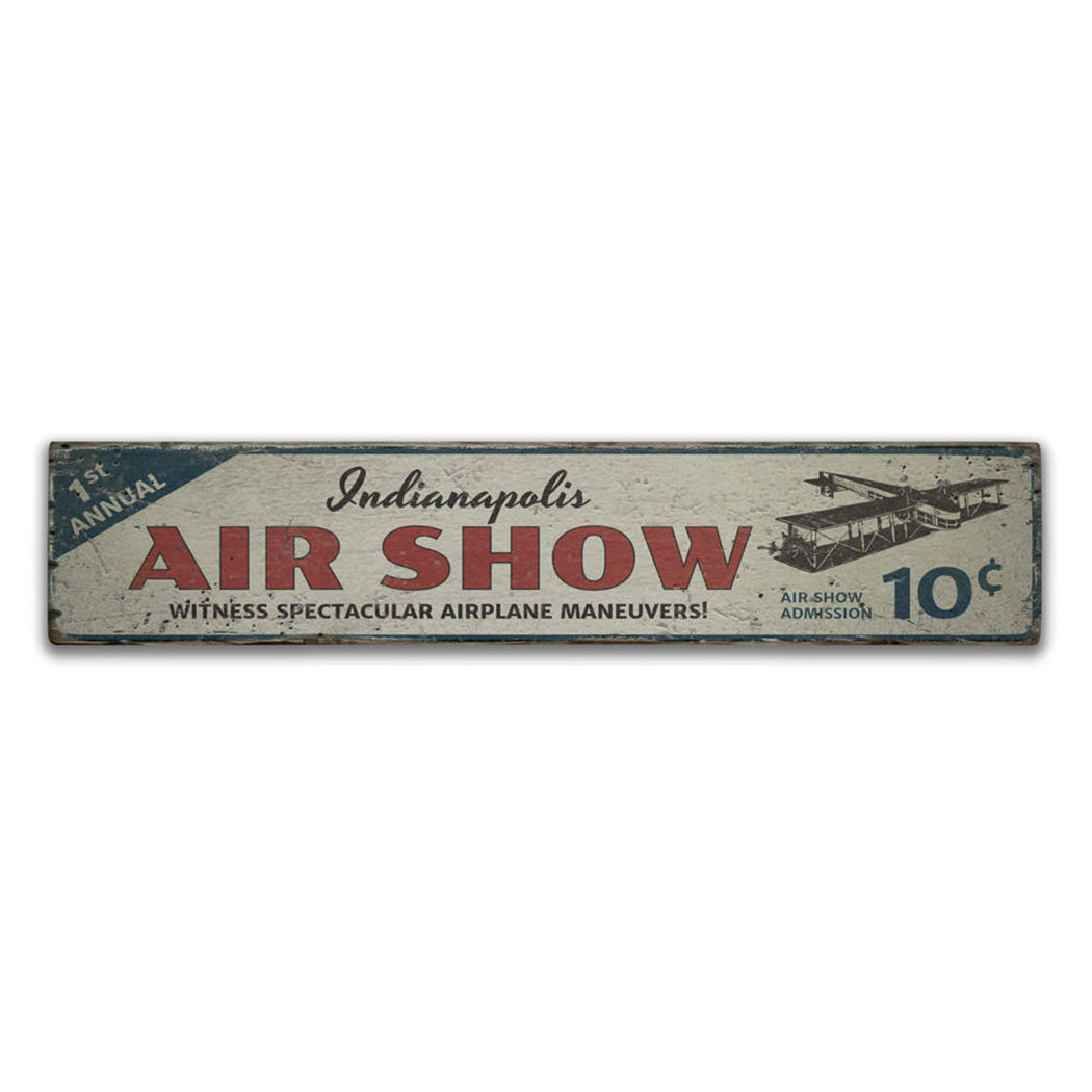 Air Show City Rustic Wood Sign