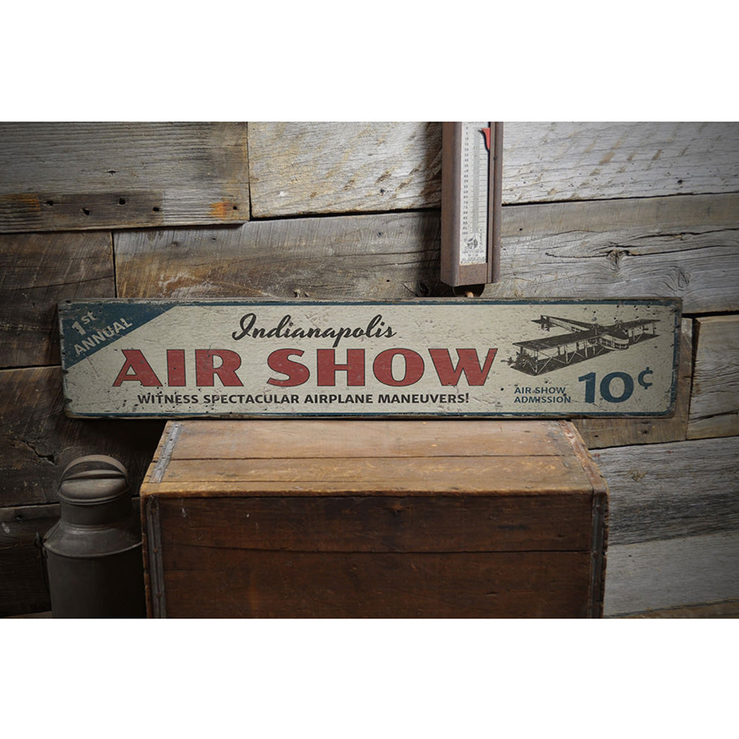 Air Show City Rustic Wood Sign