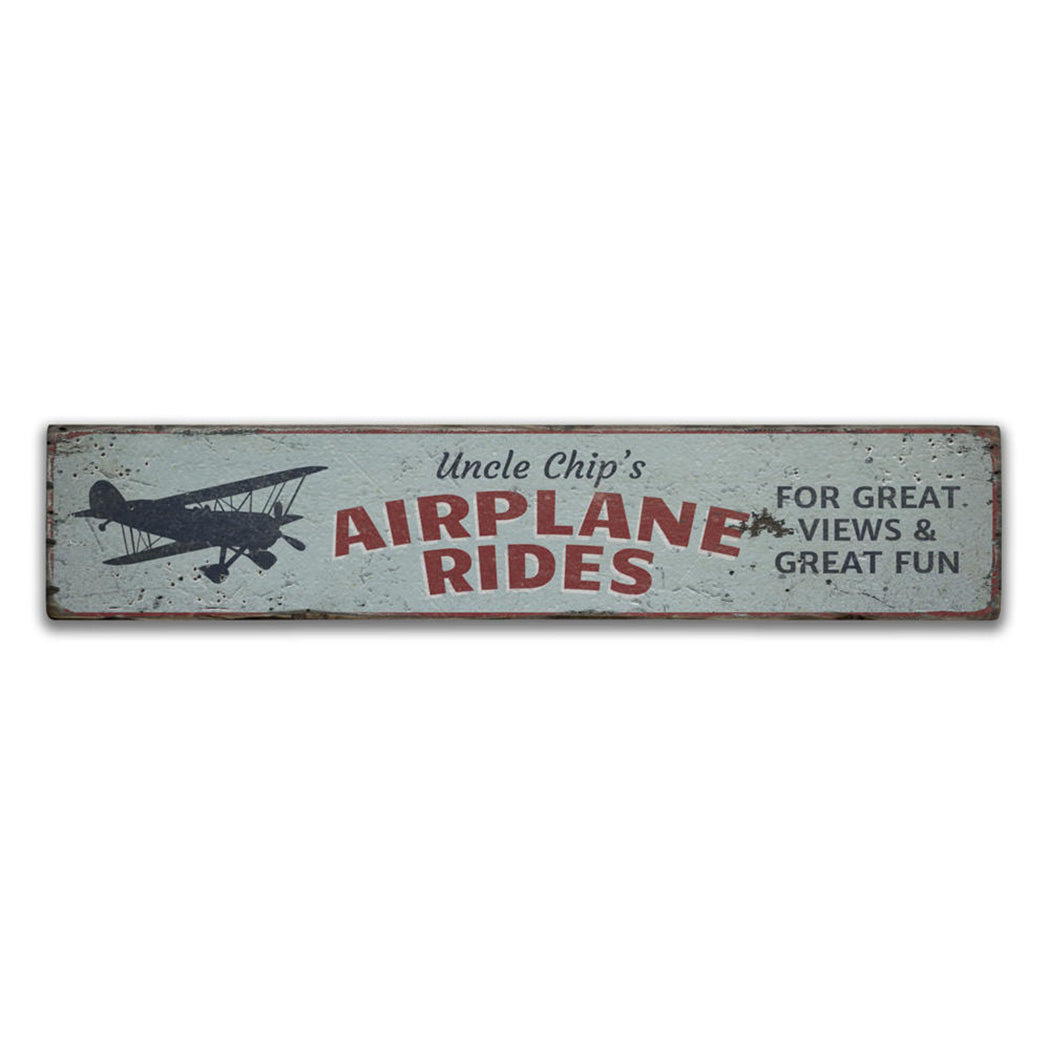 Pilot Airplane Rides Rustic Wood Sign