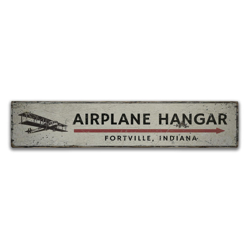 Airplane Hangar Rustic Wood Sign