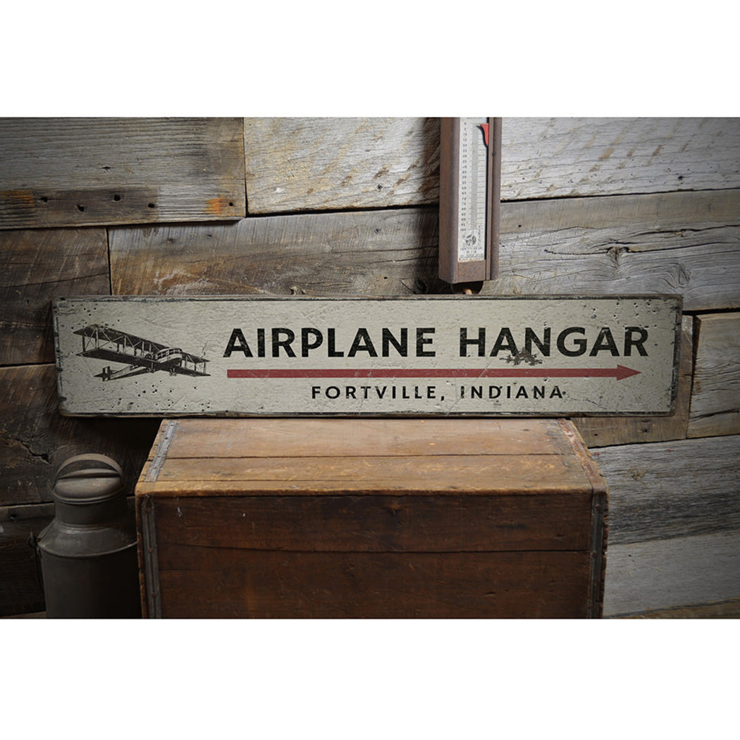 Airplane Hangar Rustic Wood Sign