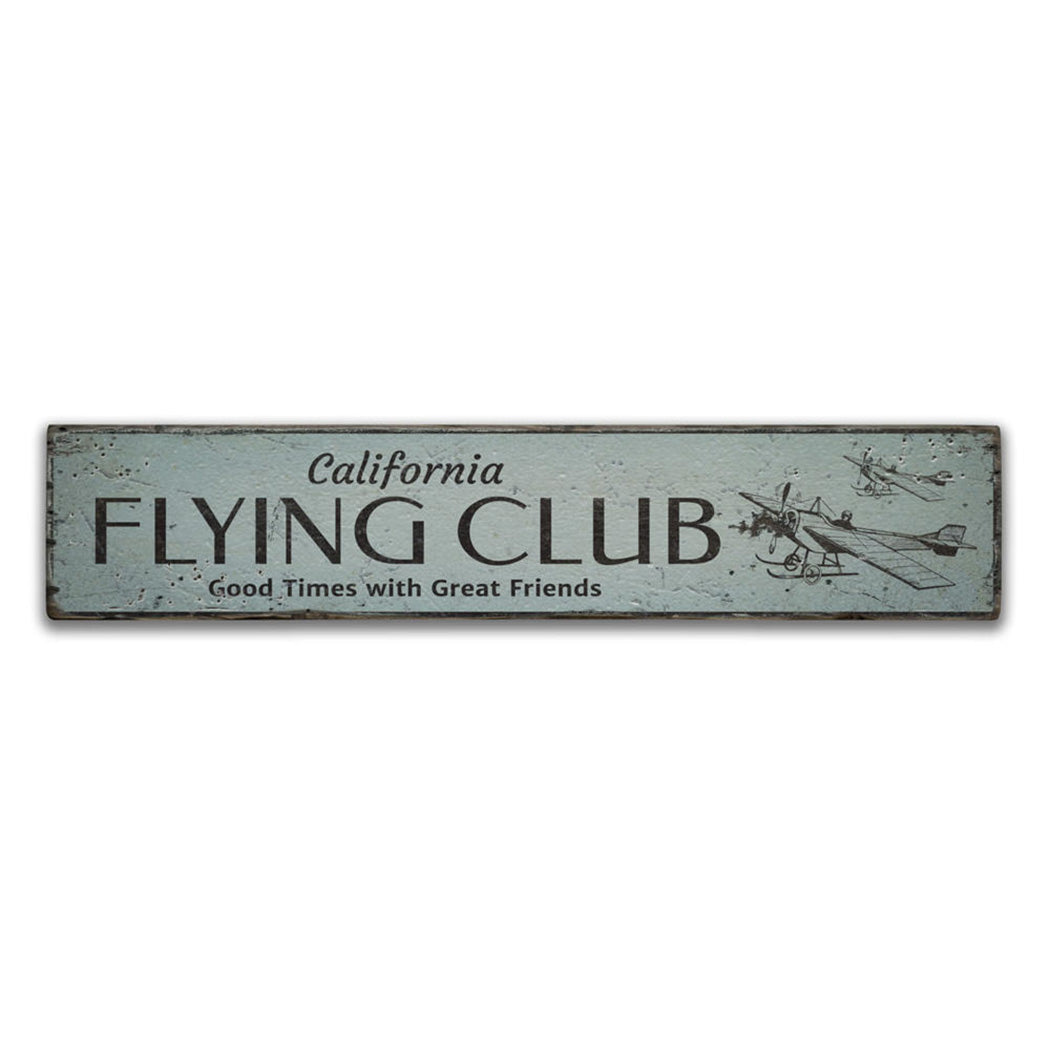 Flying Club Rustic Wood Sign