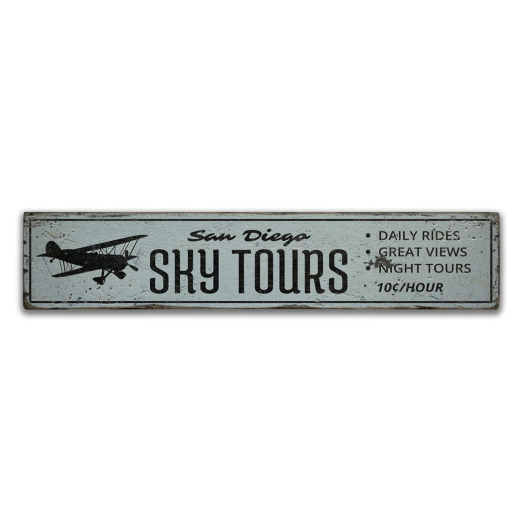 Sky Tours Rustic Wood Sign