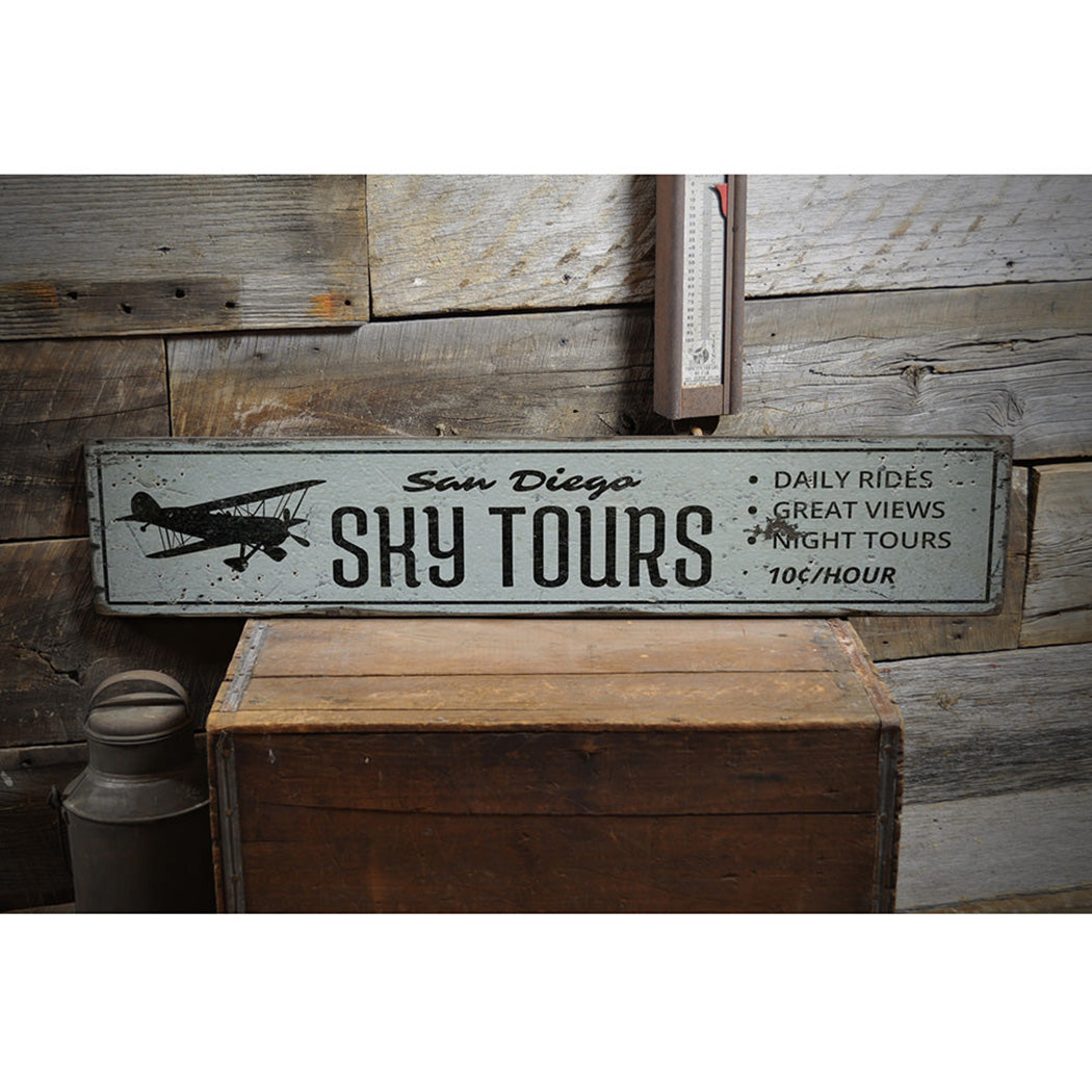 Sky Tours Rustic Wood Sign