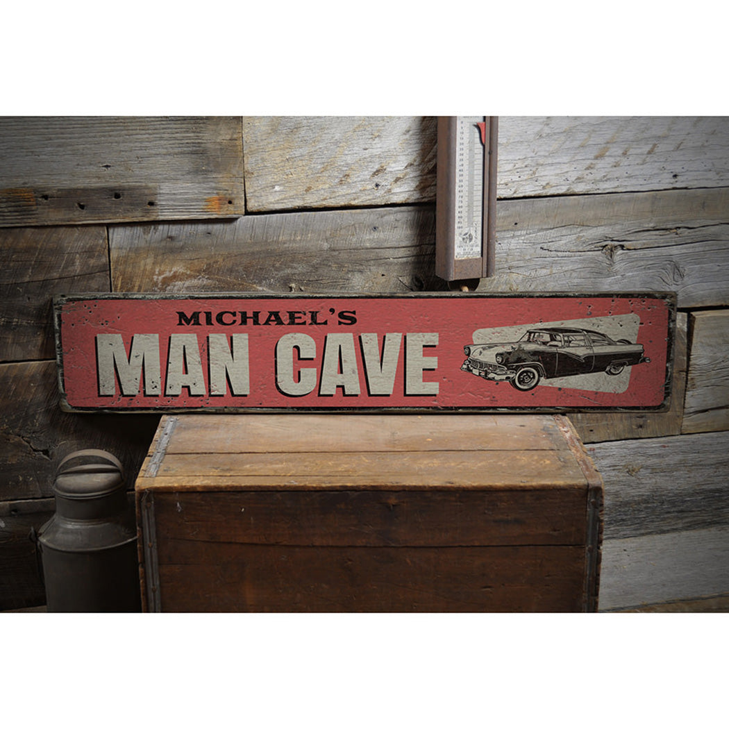 Car Man Cave Rustic Wood Sign