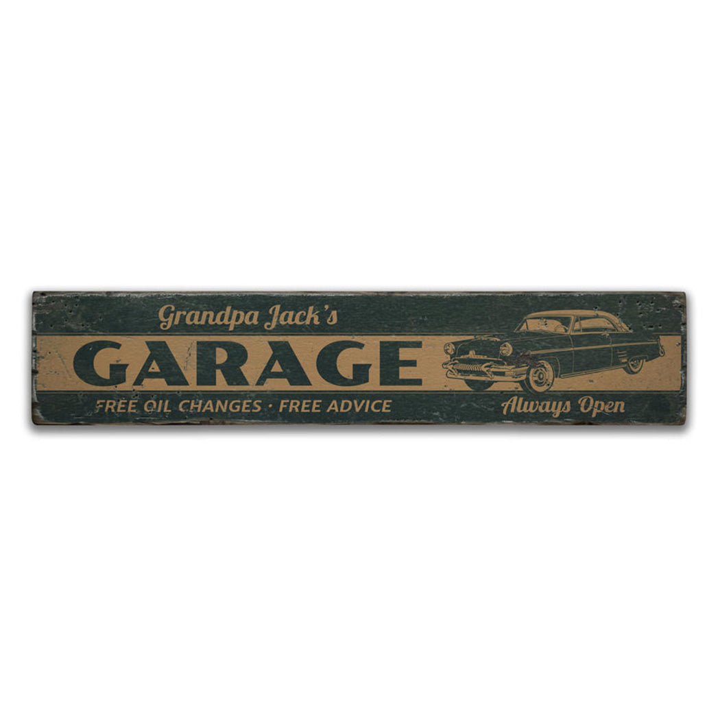 Grandpa Classic Car Garage Rustic Wood Sign