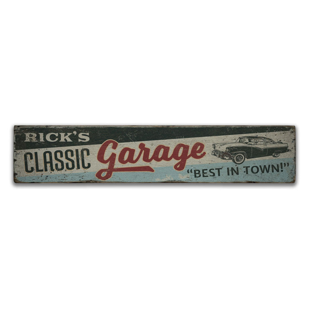 Classic Car Garage Rustic Wood Sign