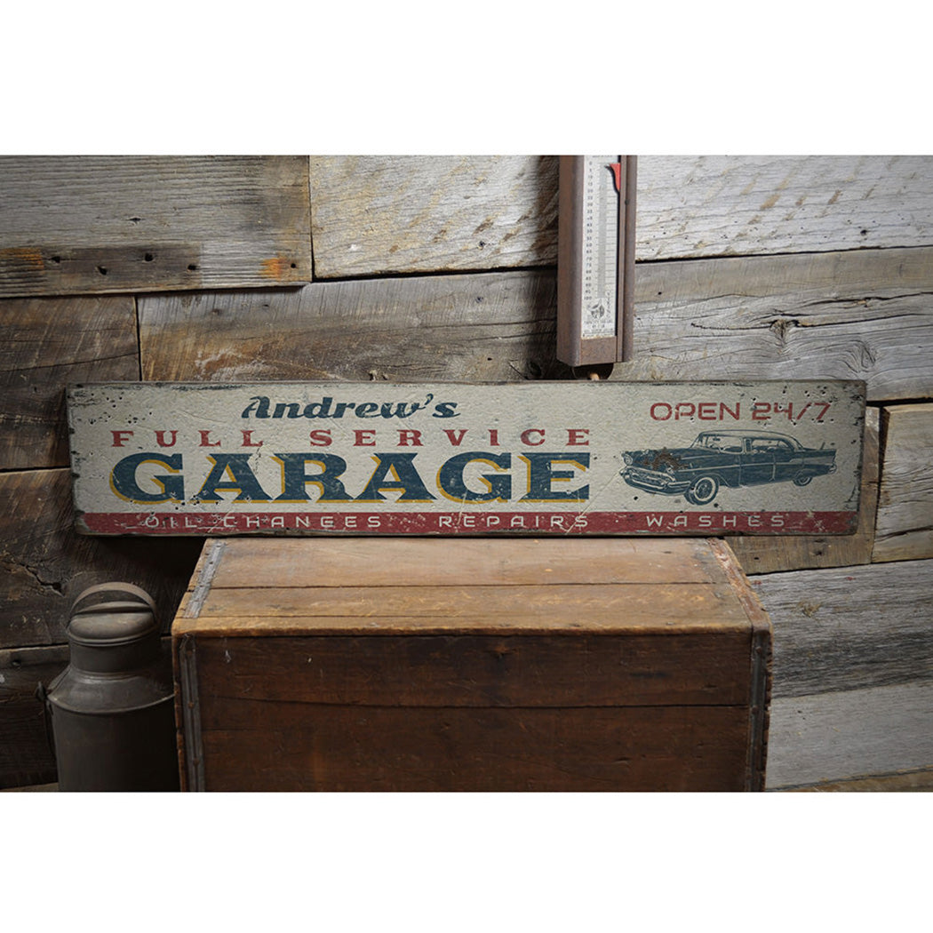 Full Service Garage Rustic Wood Sign