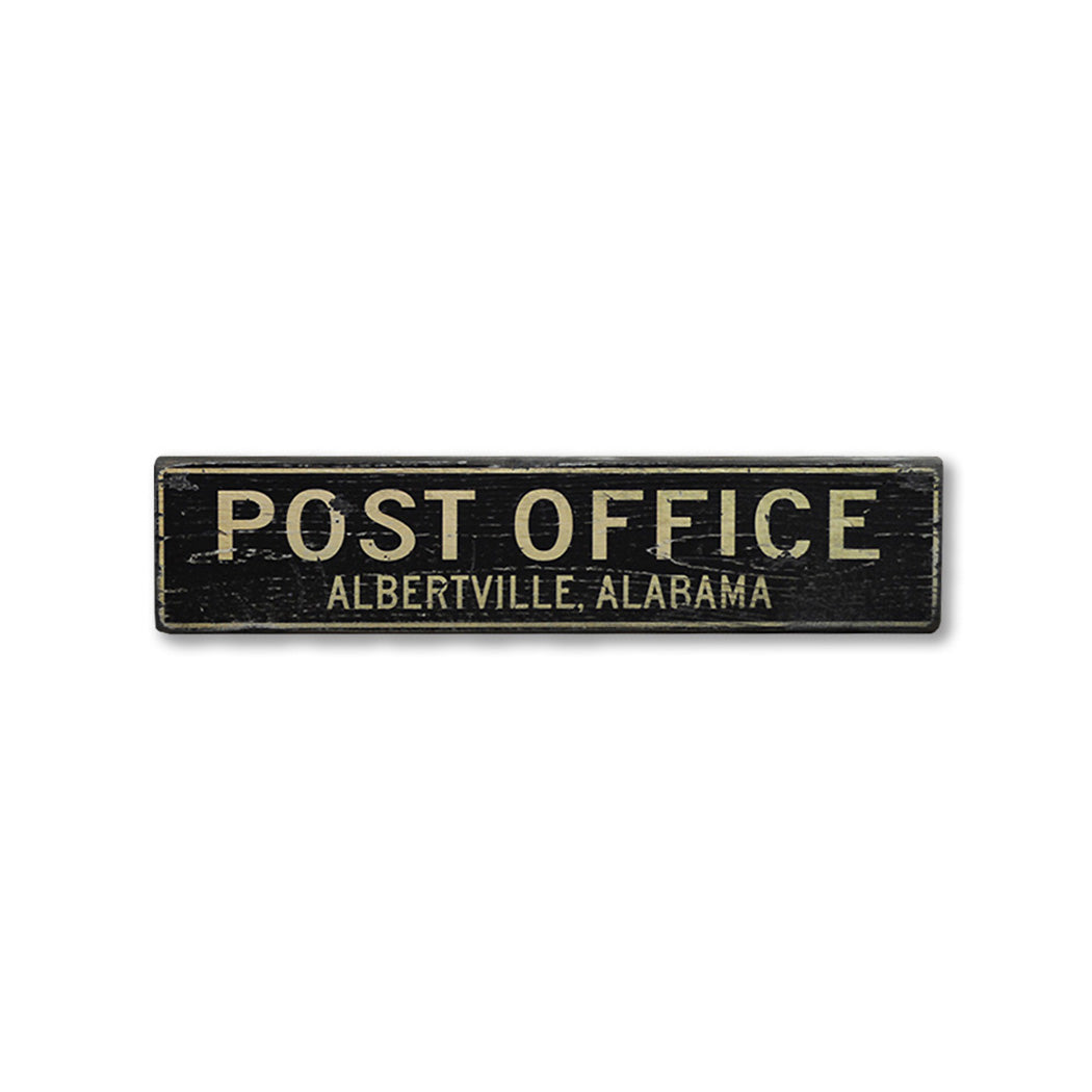 Post Office City/State Rustic Wood Sign