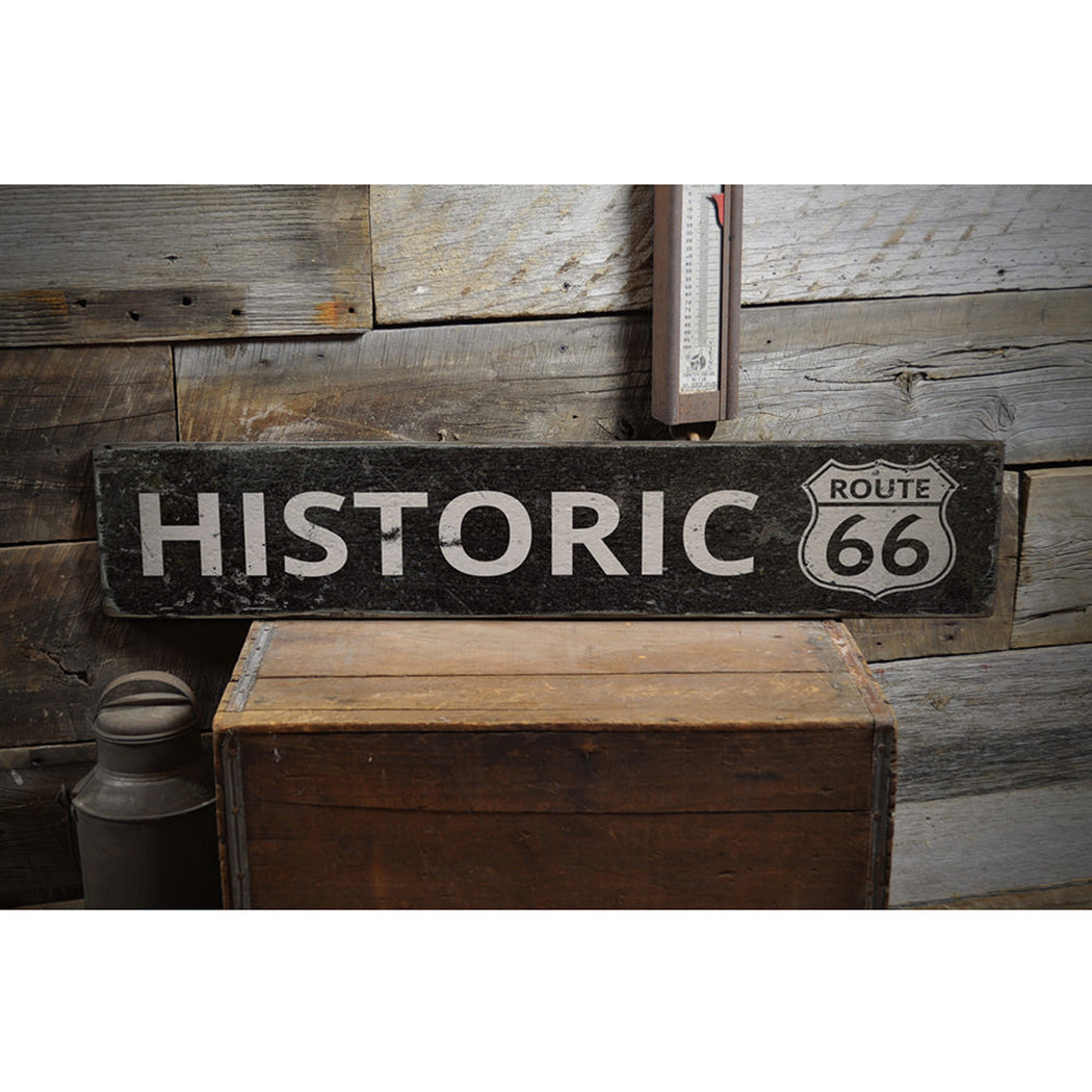 Historic Route 66 Rustic Wood Sign