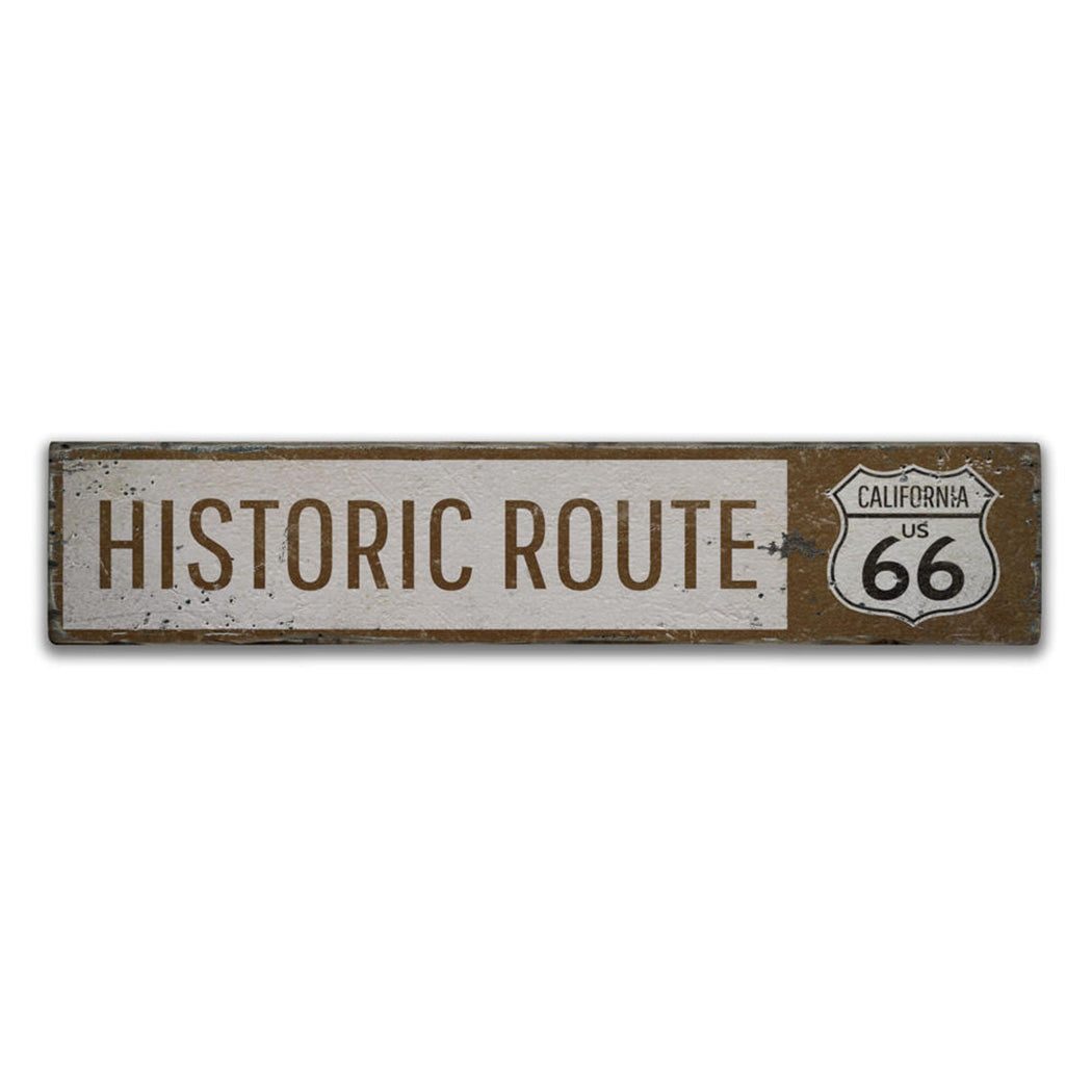 US Historic Route 66 Rustic Wood Sign