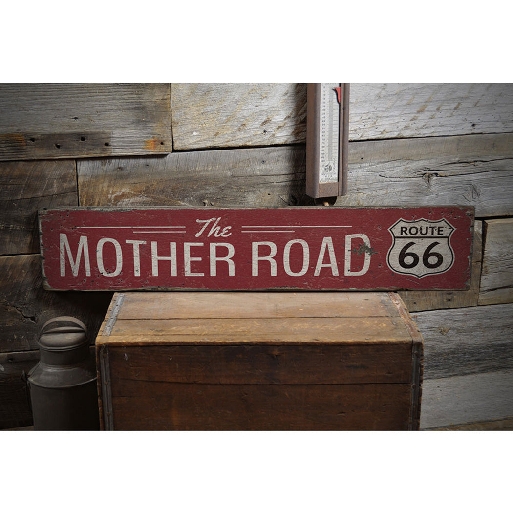 The Mother Road Route 66 Rustic Wood Sign