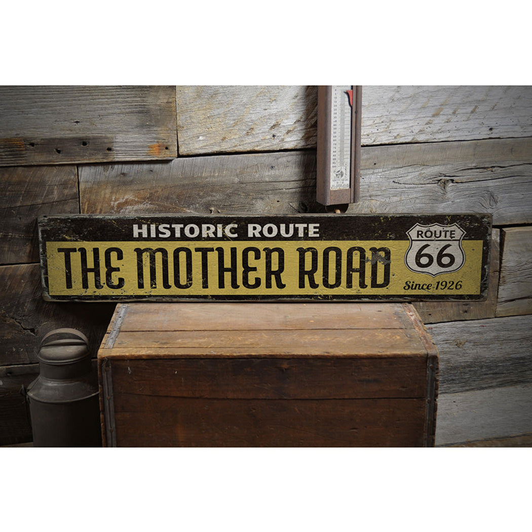 Mother Road Historic Route Rustic Wood Sign