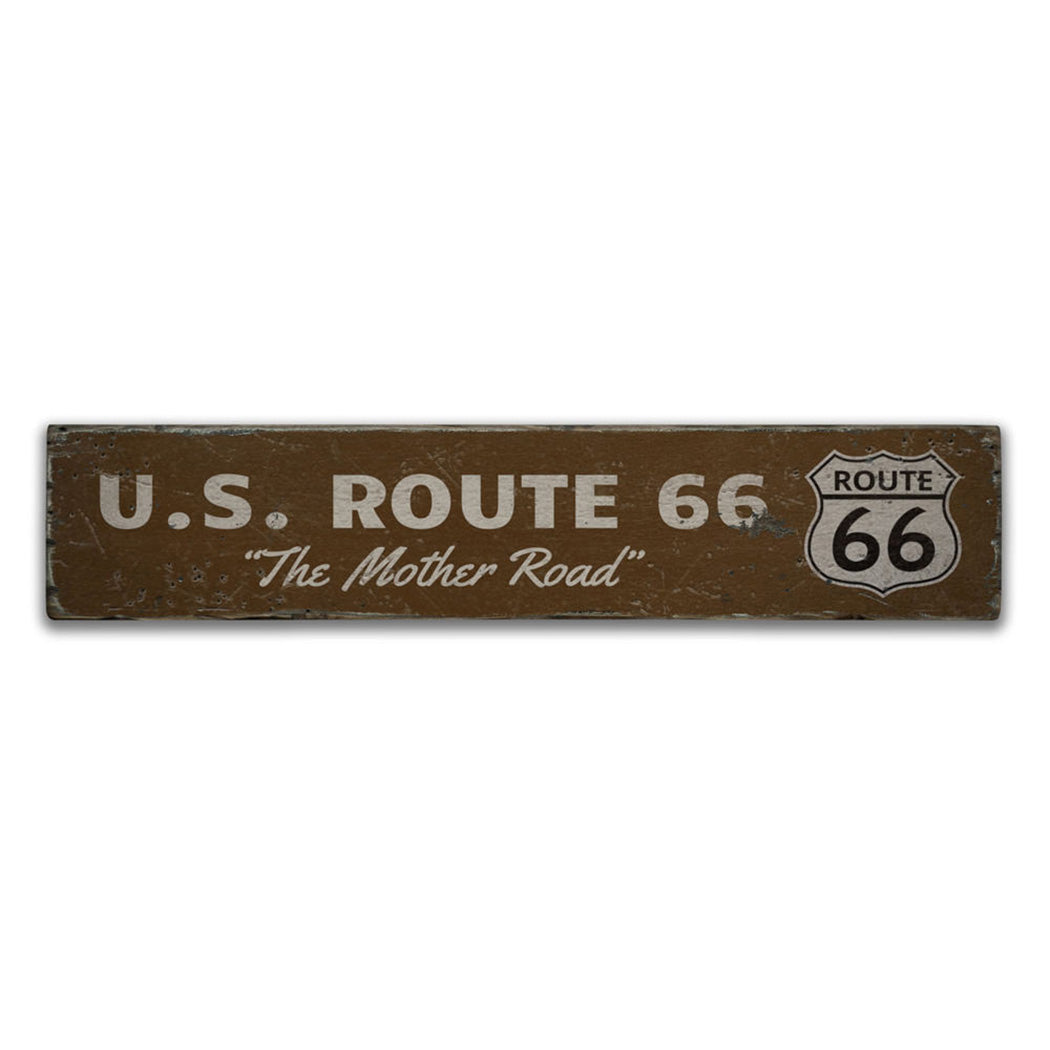 US Route 66 Rustic Wood Sign