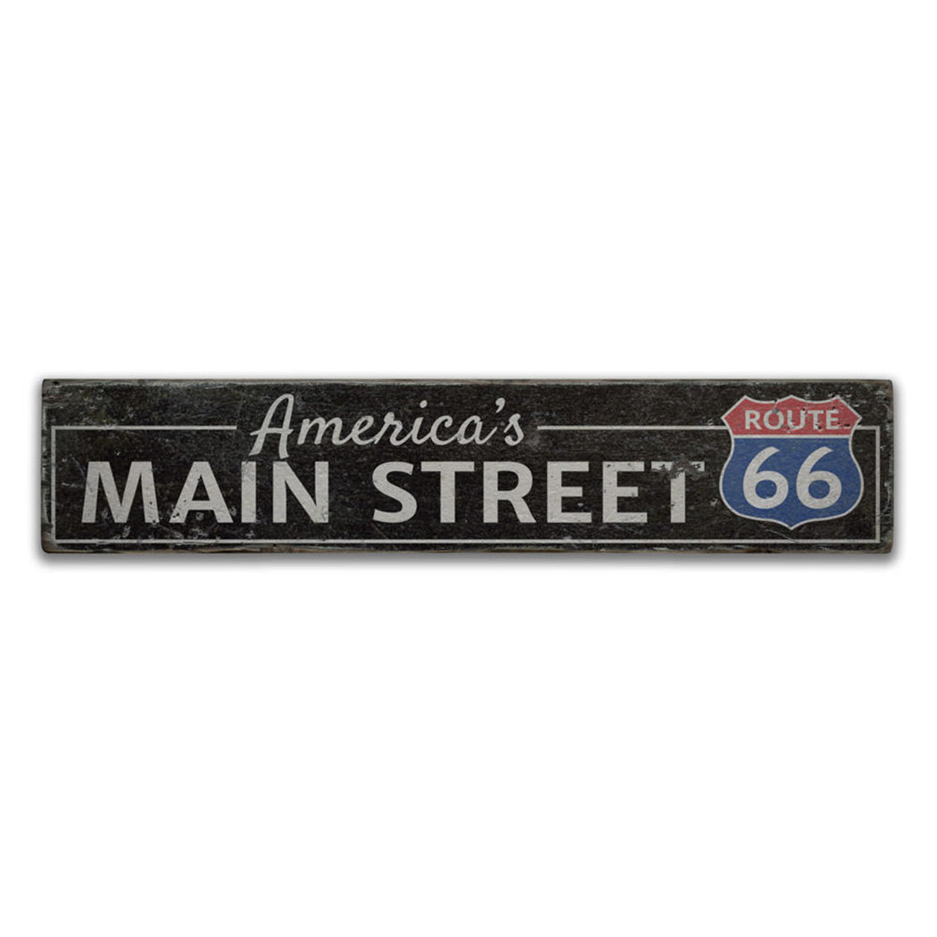 America's Main Street Route 66 Rustic Wood Sign