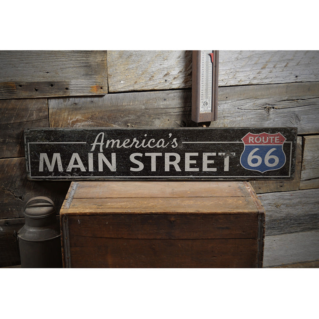 America's Main Street Route 66 Rustic Wood Sign