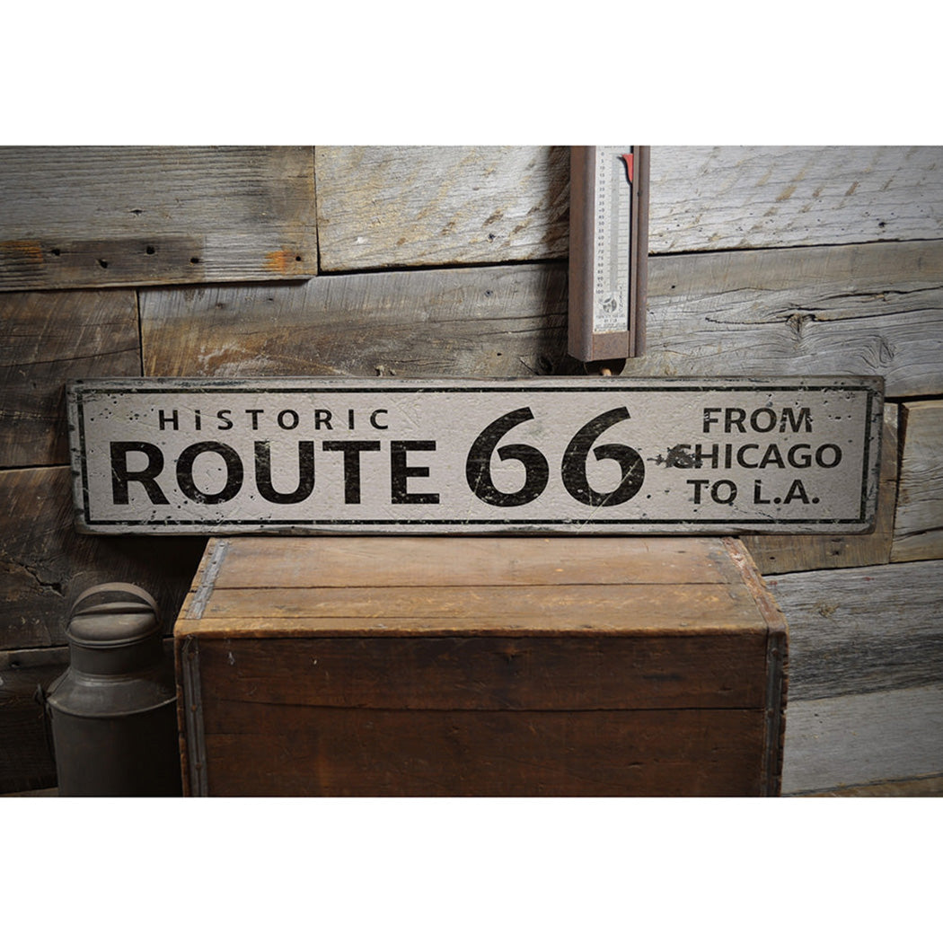 Route 66 Chicago to LA Rustic Wood Sign