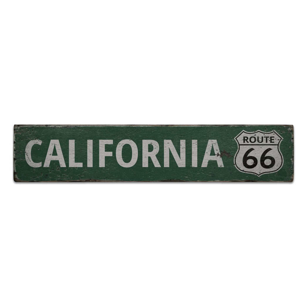 California Route 66 Rustic Wood Sign