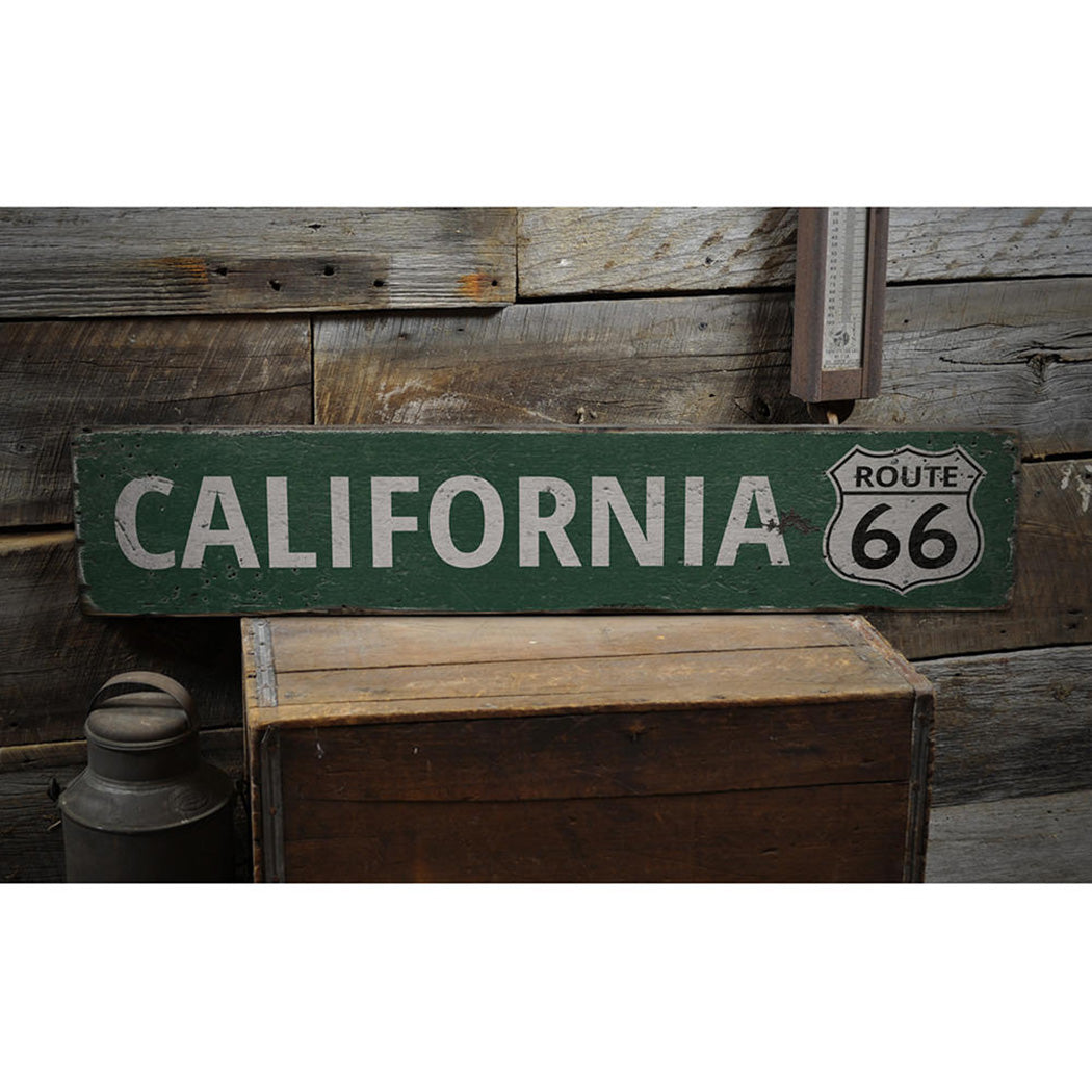 California Route 66 Rustic Wood Sign