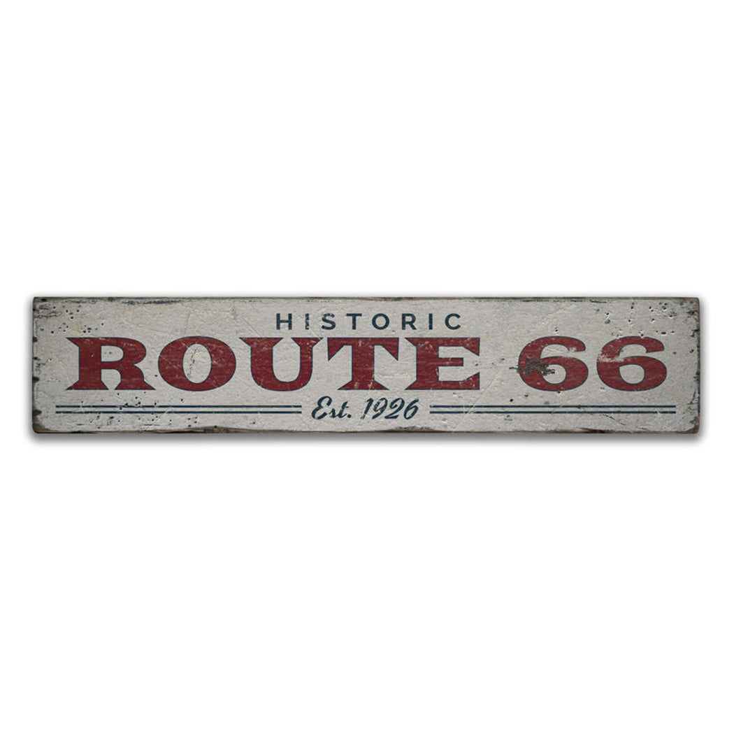 Route 66 Est Date Rustic Wood Sign