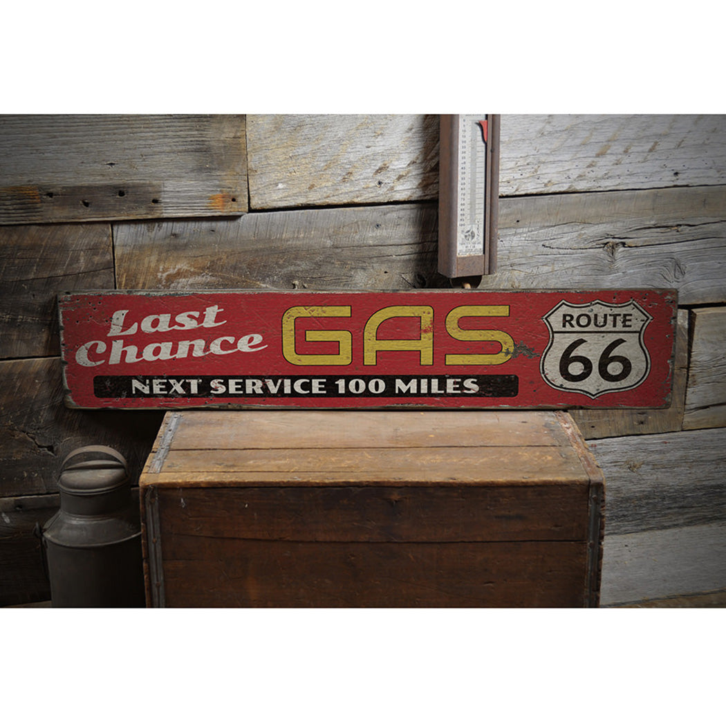 Route 66 Last Chance Gas Rustic Wood Sign