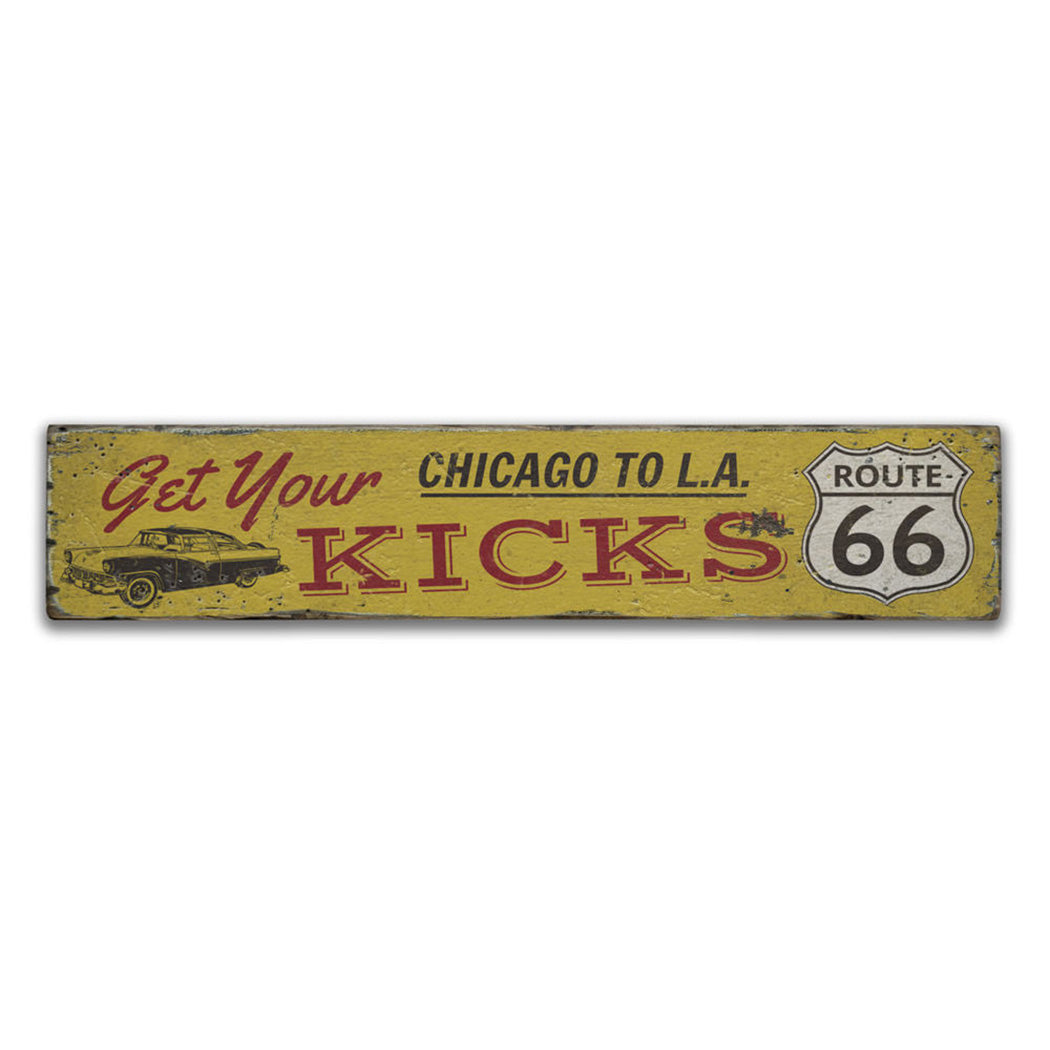 Get Your Kicks On Route 66 Rustic Wood Sign