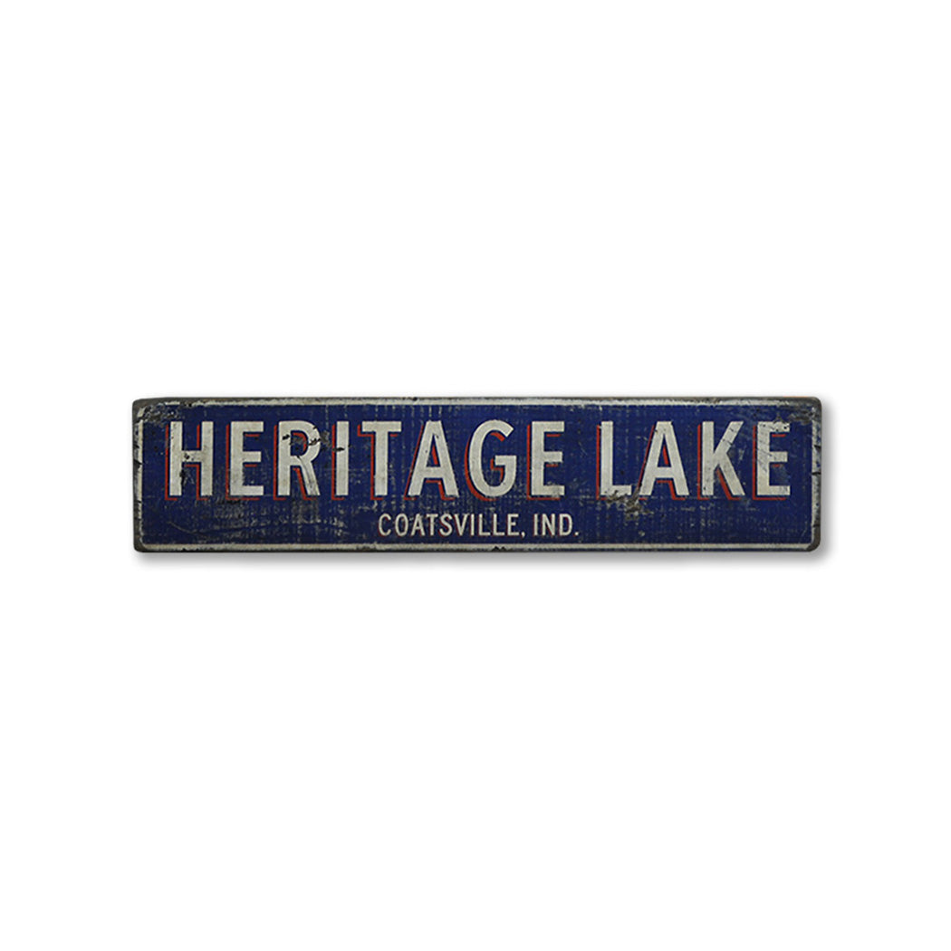 Lake House City/State Rustic Wood Sign