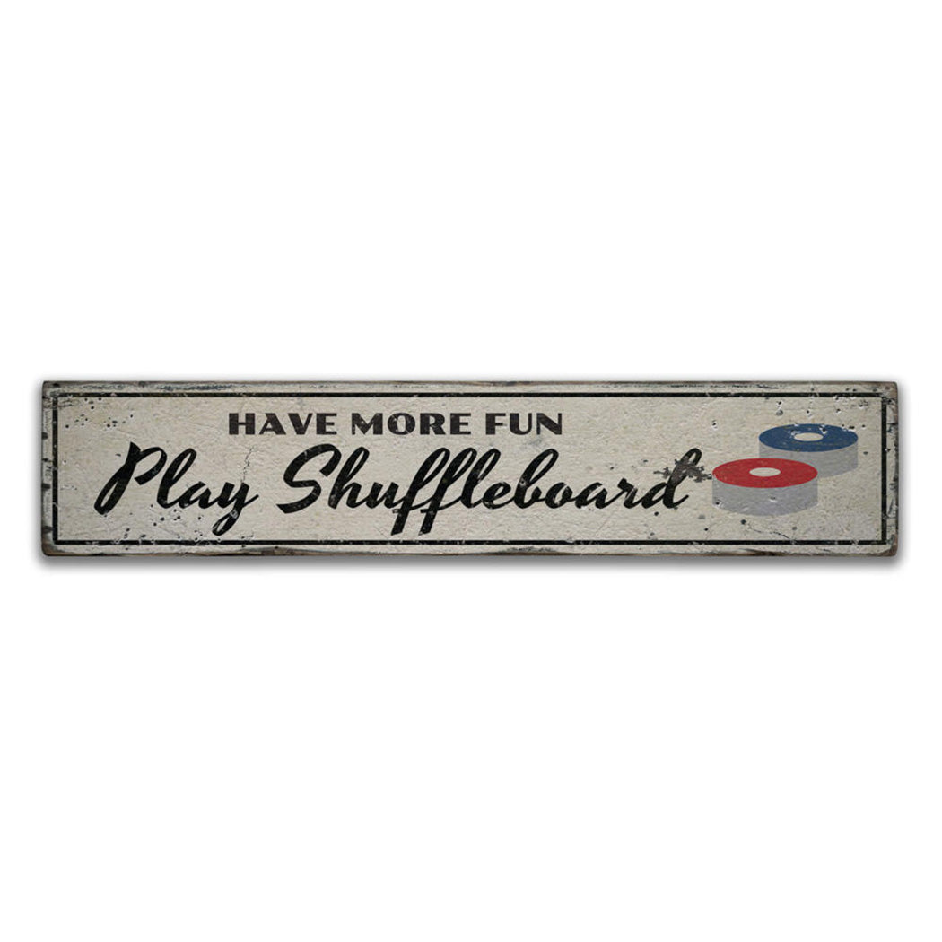 Fun Shuffleboard Rustic Wood Sign